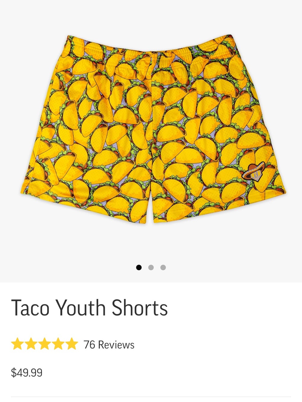 Baseball Lifestyle taco shorts size youth medium